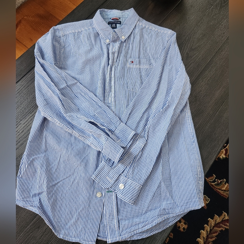 Tommy Hilfiger Youth Blue Striped casual button down shirt